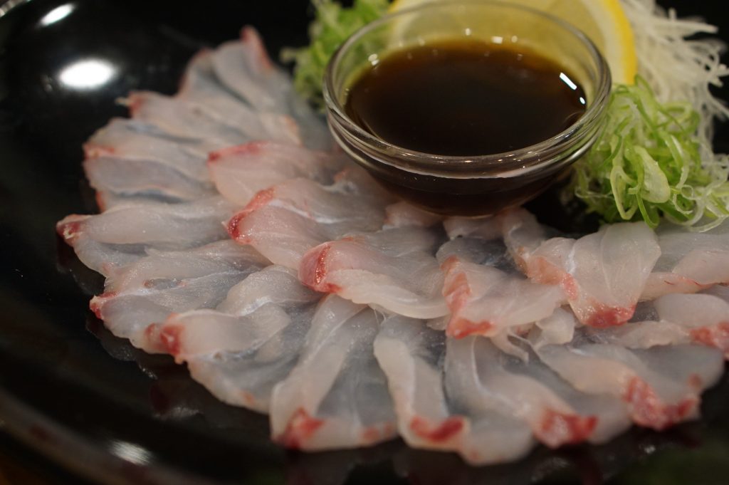 thinly sliced sashimi