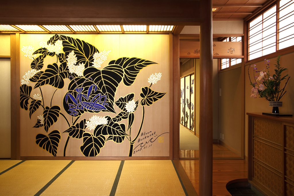 washoku, gontaro kyoto, Japanese food,Ki-Yan, Japanese art, Ki-Yan's Kyoto Food & Art, praying mantis, mural 