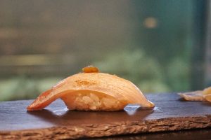 Seared King fish belly, Yuzu citrus pepeer.
